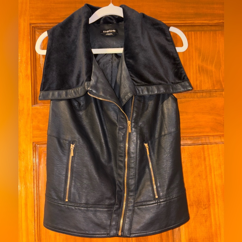 Bebe Black Moto-Style Vest with Asymmetrical Zipper